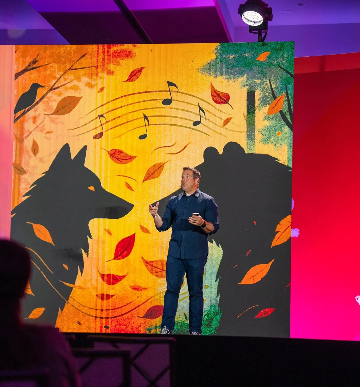 Mike Simmons delivering a keynote